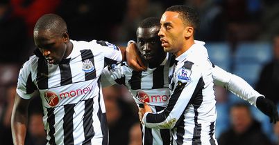 Papiss Cisse: The Senegal striker, centre, gave Newcastle the lead